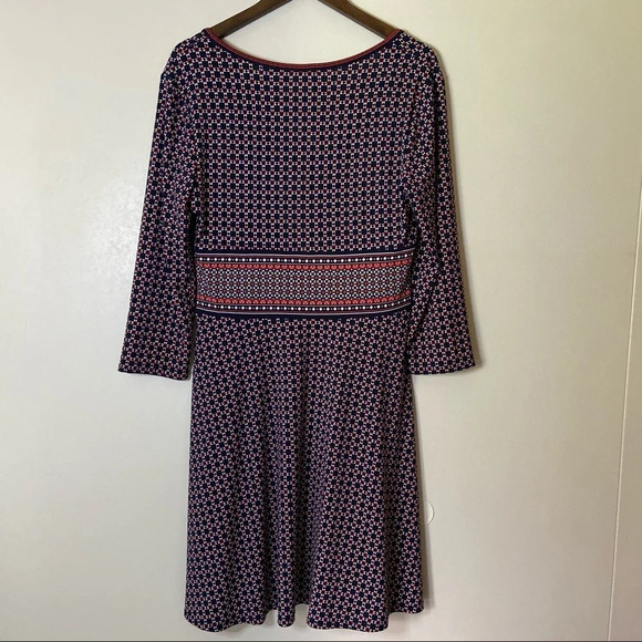 Max Studio L Geometric Wrap Front Midi Dress Boho Classic Transitional Bohemian - Picture 7 of 16